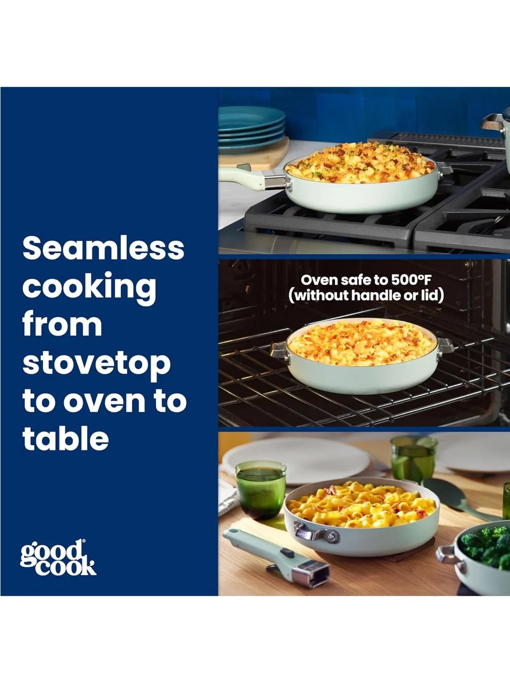 NEW GoodCook Ceramic Frying Pan Skillet, Removable Handle, Induction, Nonstick